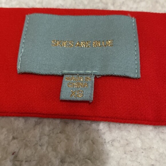 Skies are Blue Long Sleeve Satin Shirt Womens XS Open Back Romantic Career - Picture 8 of 12